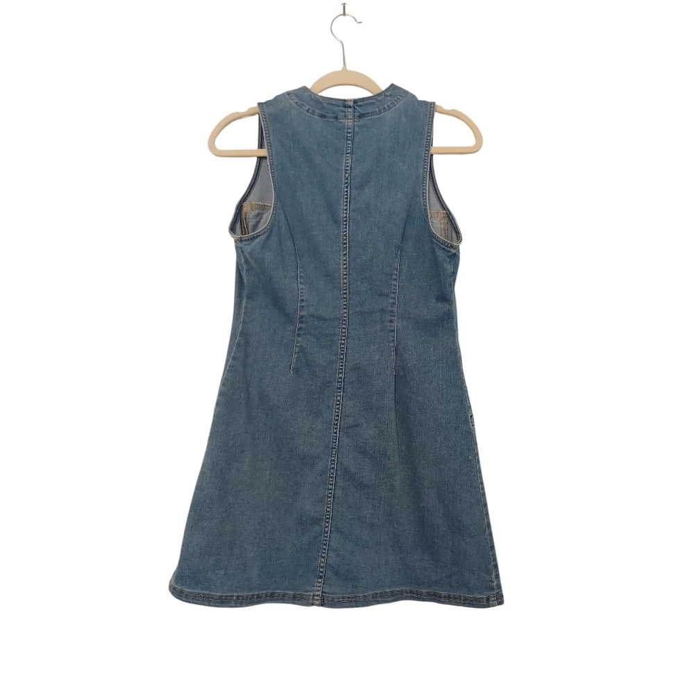 Free People Wandering Star Denim Mini Dress Size 4 - Picture 4 of 6